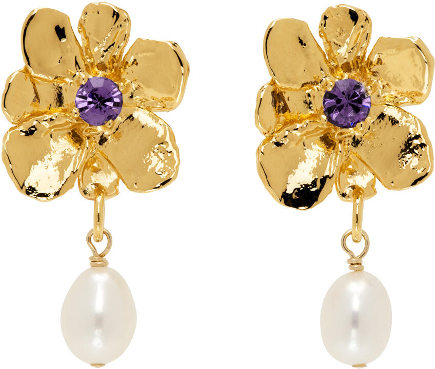 Mondo Mondo Gold Flower Pearl Drop Earrings Cover