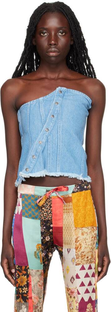 Marques Almeida Blue Patchwork Corset Cover