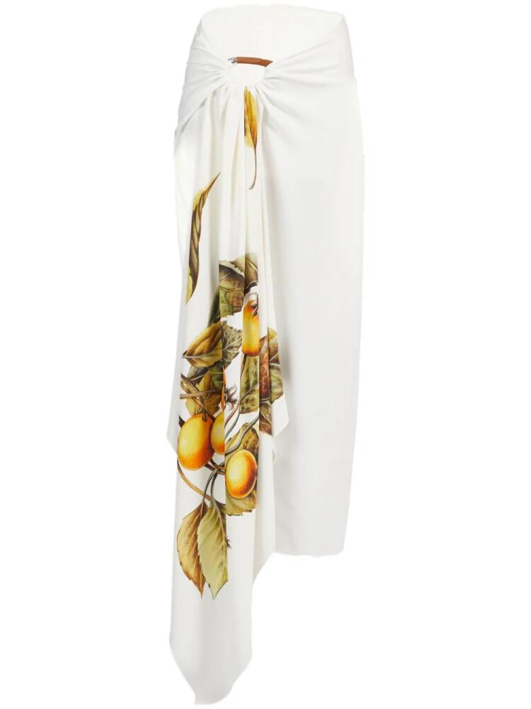 Ferragamo fruit-print draped skirt - White Cover