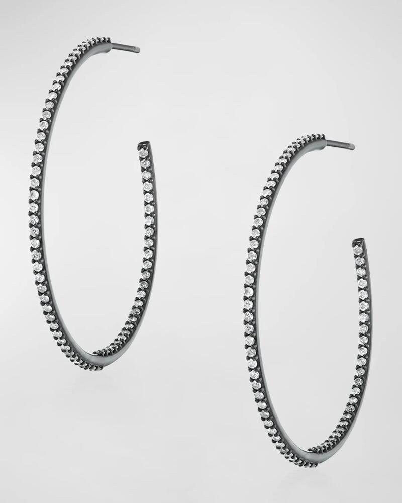 Sheryl Lowe Inside-Out Diamond Hoop Earrings in Black Rhodium-Tone Cover