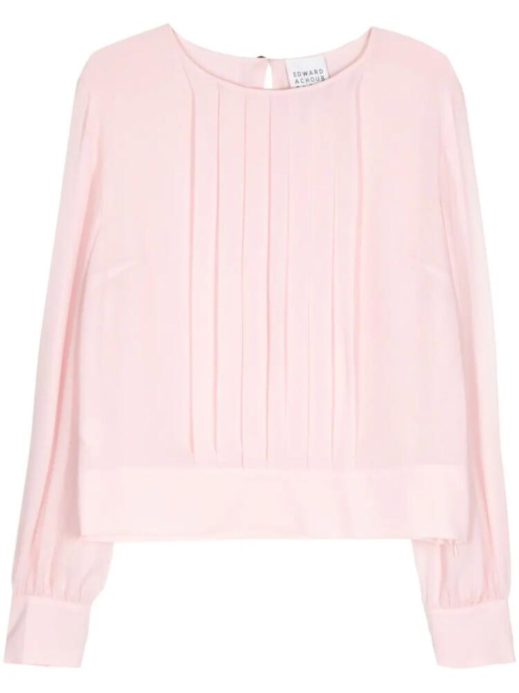 Edward Achour Paris pleat-detailed sheer blouse - Pink Cover