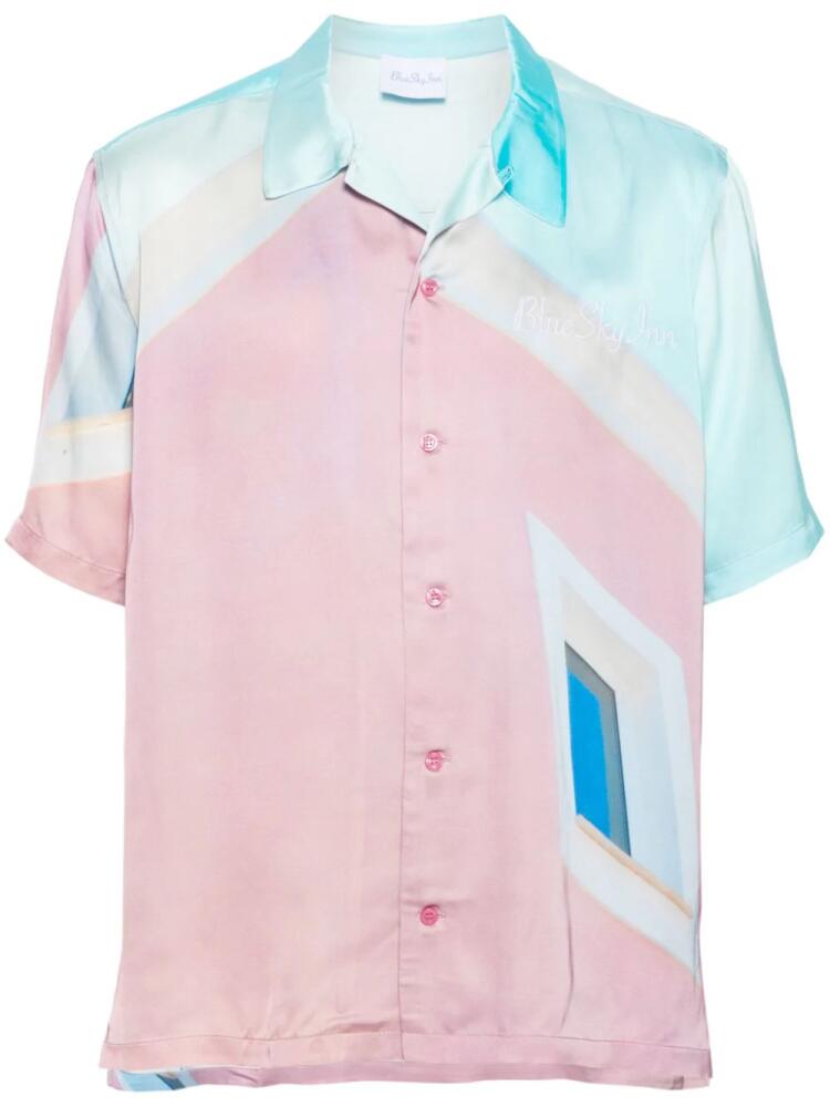 BLUE SKY INN graphic-print satin shirt - Pink Cover