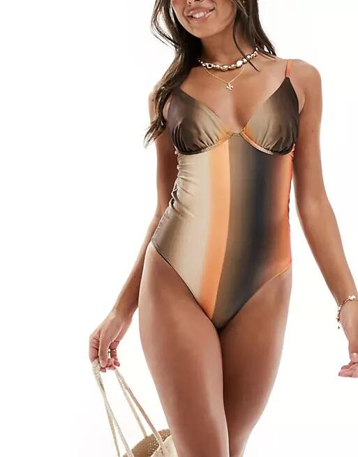 We Are We Wear Monica underwire swimsuit in ombre grain print-Multi Cover