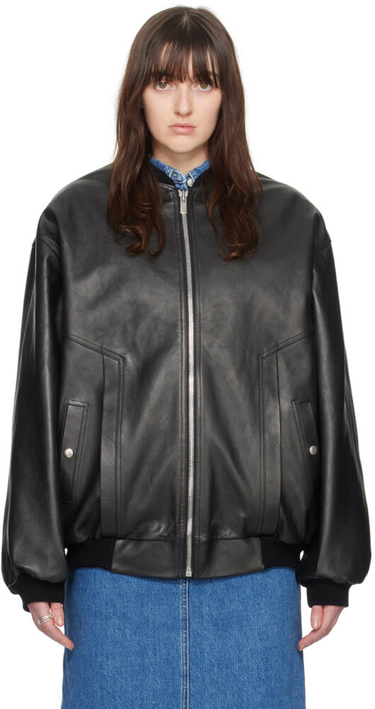 Magda Butrym Black Oversized Leather Jacket Cover