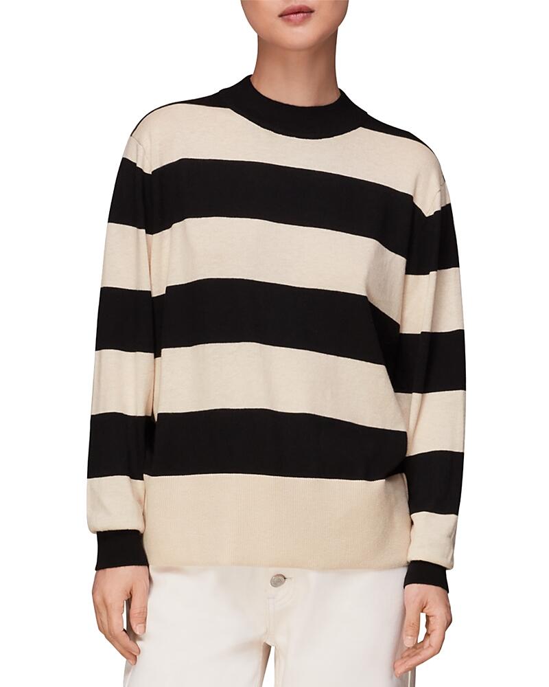 Whistles Striped Mock Neck Sweater Cover