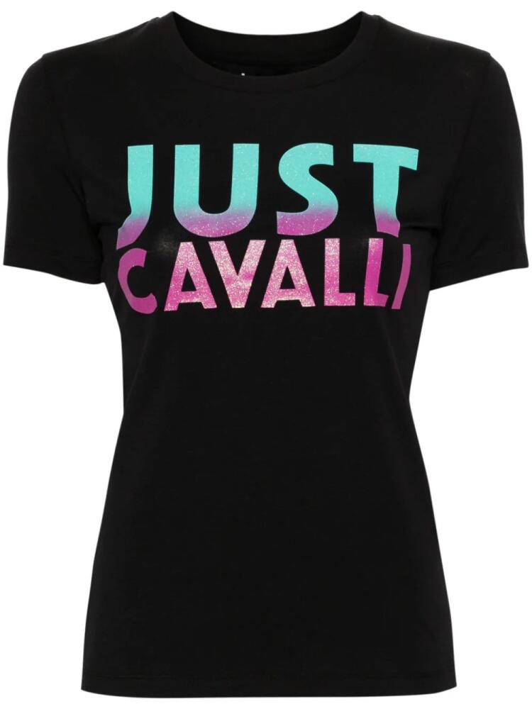 Just Cavalli glittered logo-print T-shirt - Black Cover