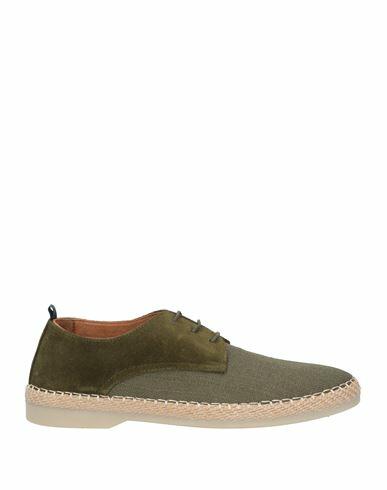 Hackett Man Espadrilles Military green Leather, Textile fibers Cover