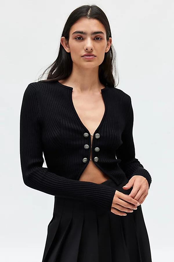 Silence + Noise Janelle Long Sleeve Cardigan in Black Cover