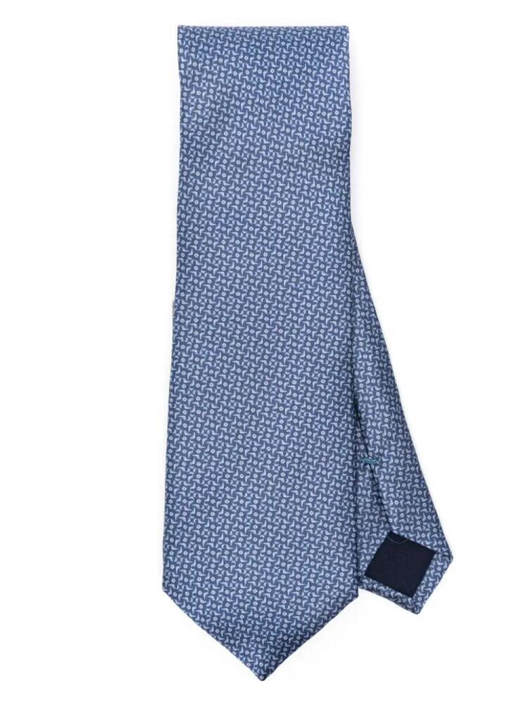 Corneliani floral-jacquard silk tie - Blue Cover