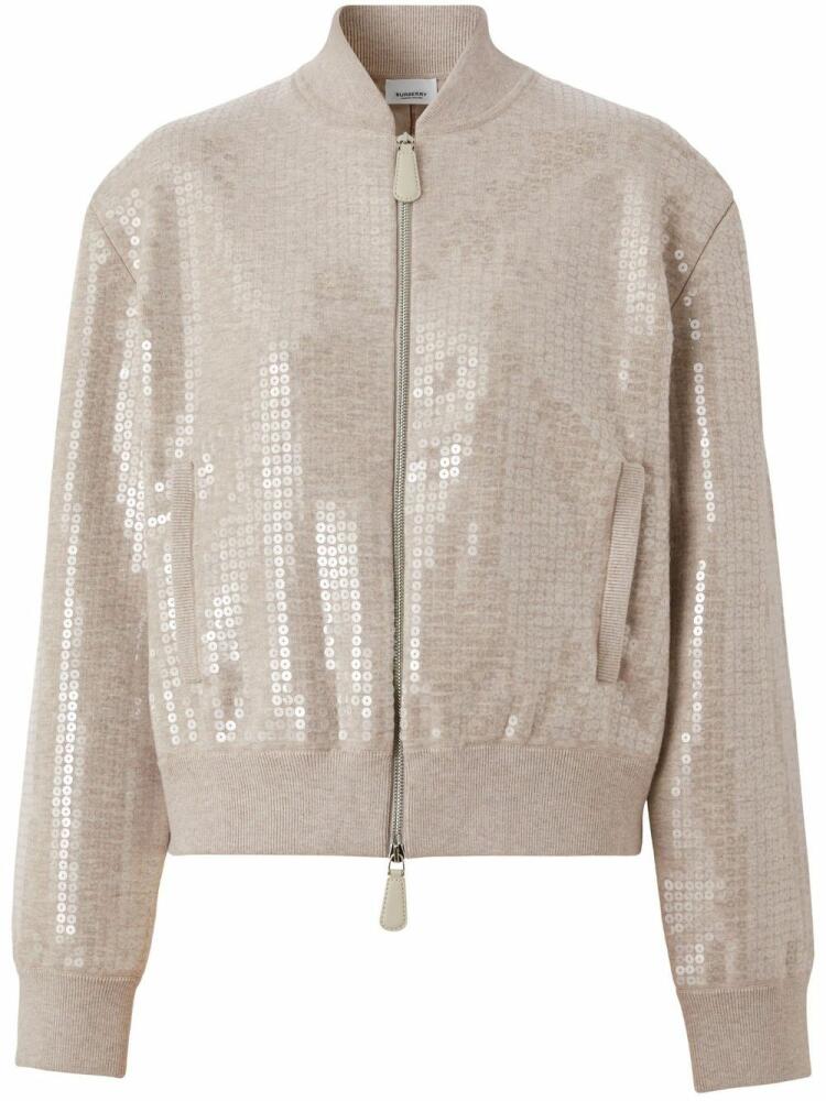 Burberry sequinned bomber jacket - Neutrals Cover