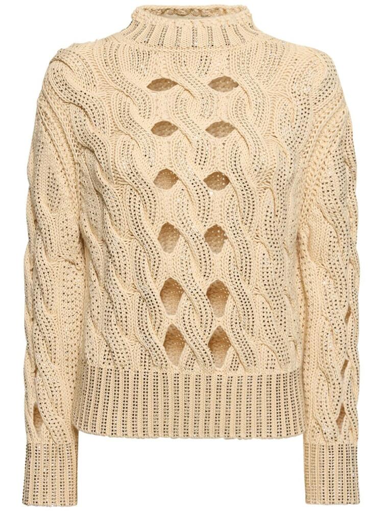 ERMANNO SCERVINO Cotton Blend Openwork Sweater Cover