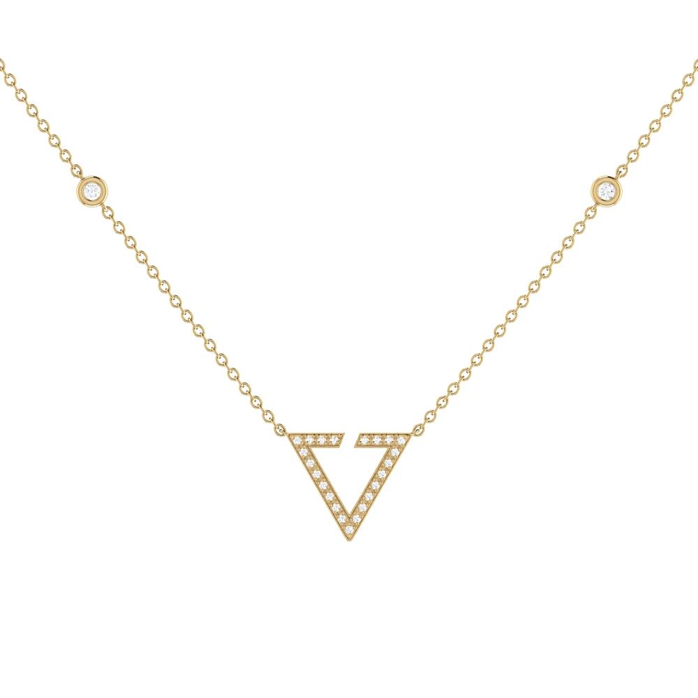 LuvMyJewelry Skyline Triangle Sterling Silver Diamond Necklace in 14Kt Gold Vermeil On Sterling Cover