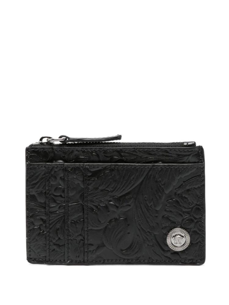 Versace Barocco-pattern leather card holder - Black Cover