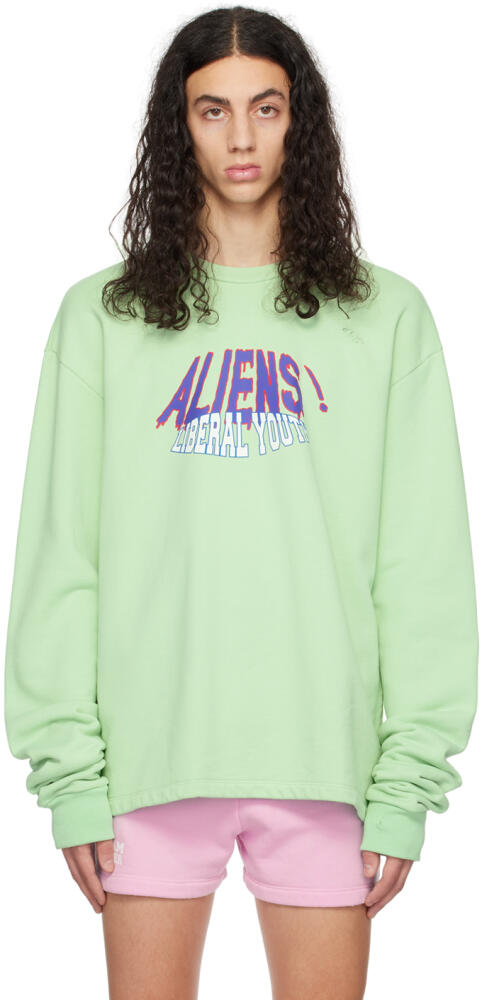 Liberal Youth Ministry SSENSE Exclusive Green Aliens Sweatshirt Cover