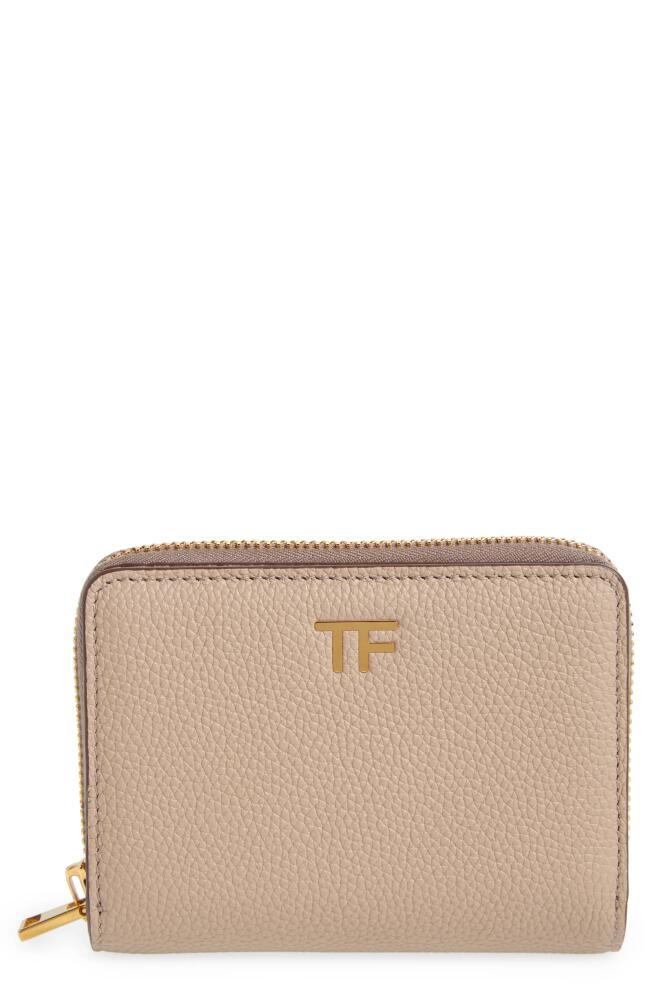 TOM FORD T-Line Soft Grain Leather Zip Wallet in 1G006 Silk Taupe Cover