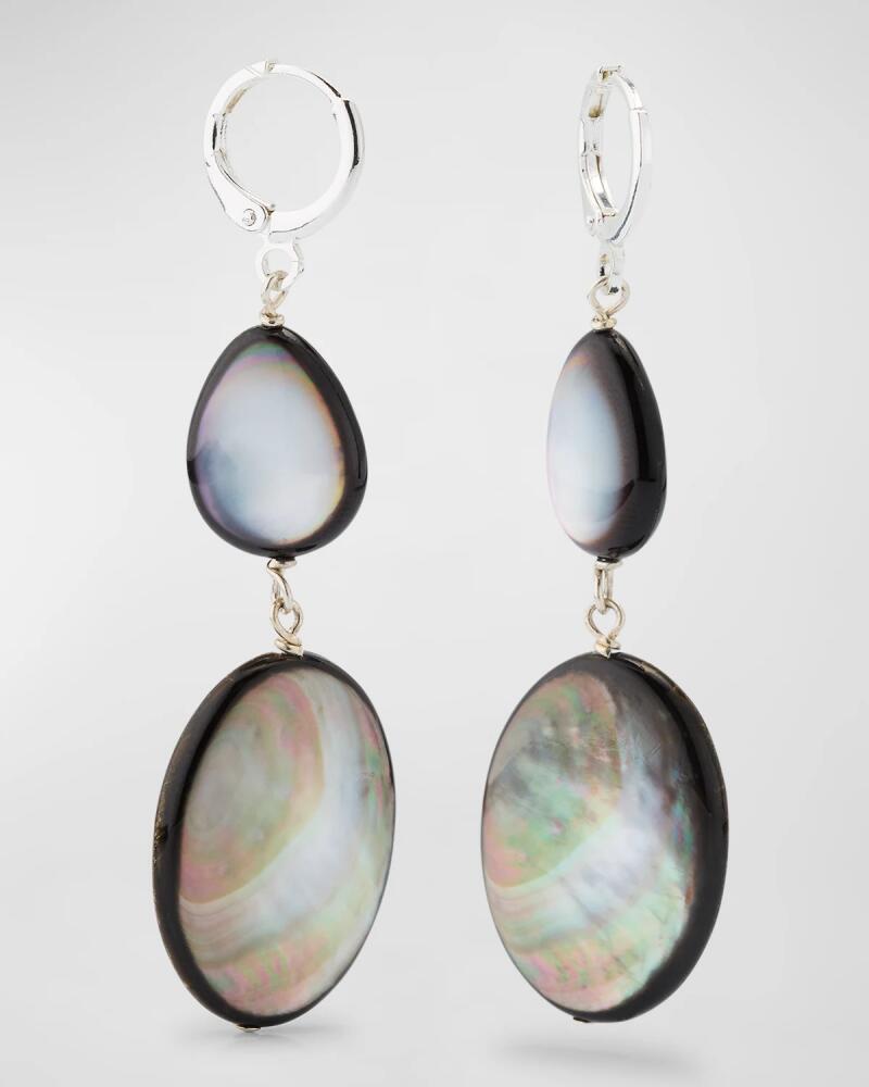 Margo Morrison Tahitian Mother-of-Pearl and Sterling Silver Huggie Drop Earrings Cover