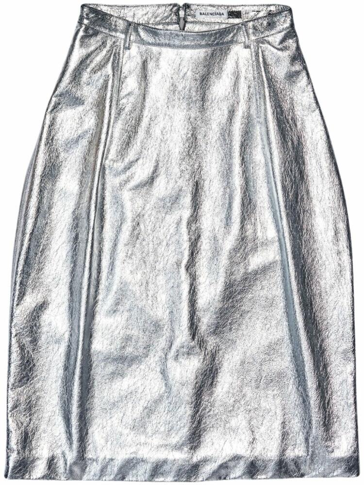 Balenciaga metallic-effect lamb skin skirt - Silver Cover