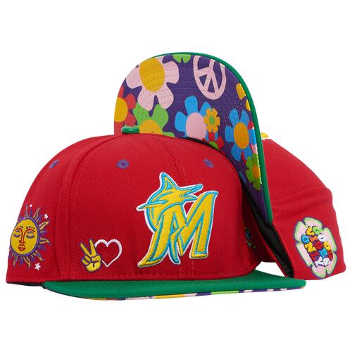 Pro Standard Marlins Peace & Love Snapback Hat - Adult Red Cover