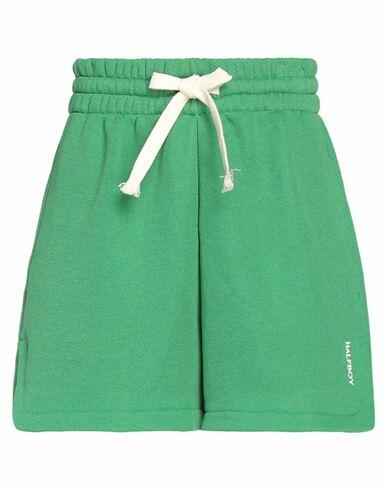 Halfboy Woman Shorts & Bermuda Shorts Green Cotton, Polyamide, Cashmere Cover