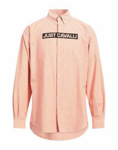 Just Cavalli Man Shirt Orange Cotton Cover