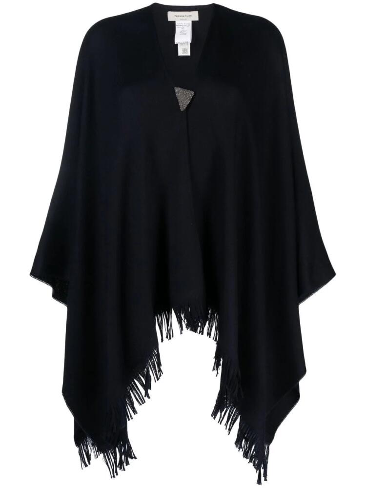 Fabiana Filippi bead-embellished fringed cape - Blue Cover