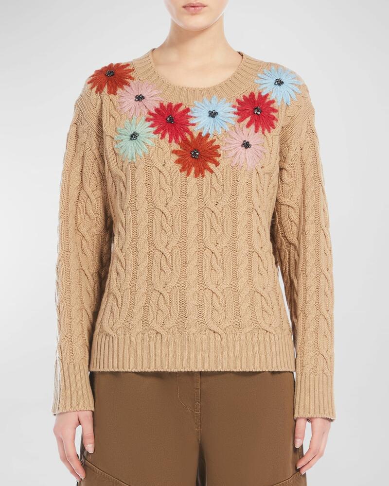 Weekend Max Mara Sasia Embroidered Cable-Knit Sweater Cover