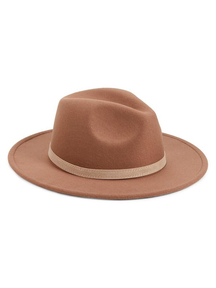 MARCUS ADLER Women's Vegan Leather Band Fedora - Taupe Cover