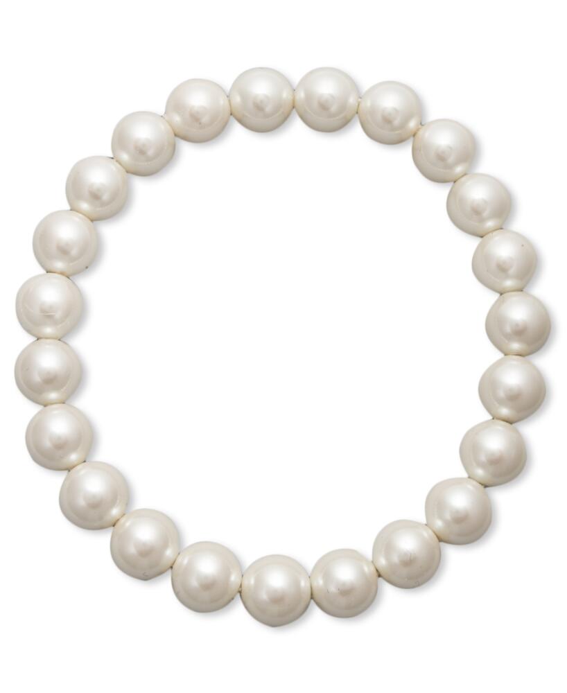 Charter Club Silver-Tone Imitation Pearl (8mm) Bracelet, Created for Macy's - White Cover