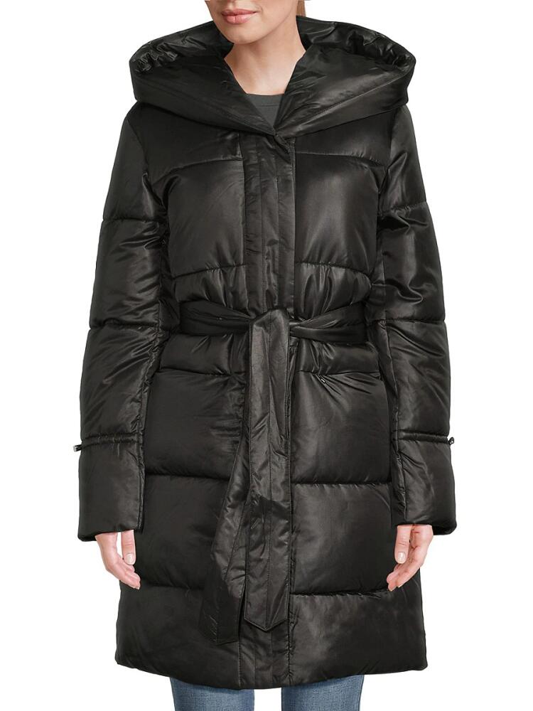 Via Spiga Women's Hooded Longline Puffer Jacket - Black Cover