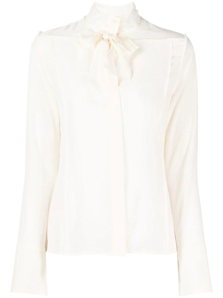 Victoria Beckham pussy-bow silk blouse - White Cover