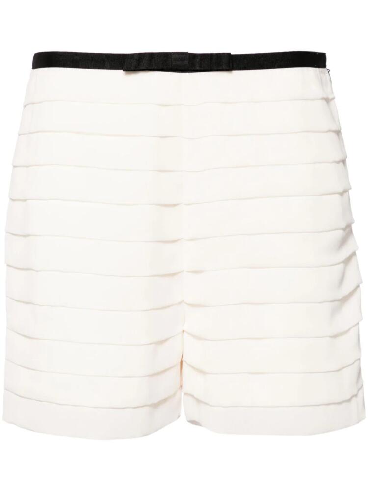 Edward Achour Paris bow-detail pleated shorts - White Cover