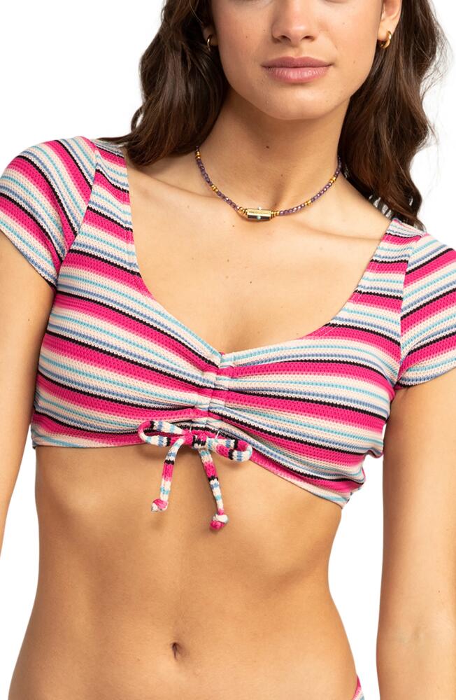 Roxy Paraiso Stripe Crop Bikini Top in Brazilian Sand Parai Cover