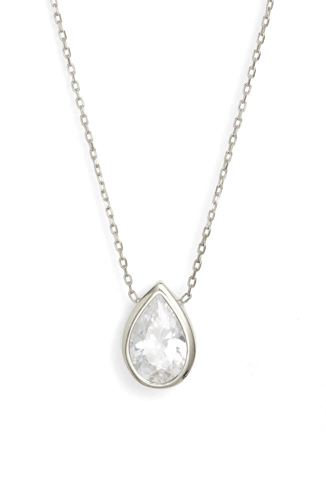 SHYMI Pear Cubic Zirconia Bezel Pendant Necklace in Silver/White Cover