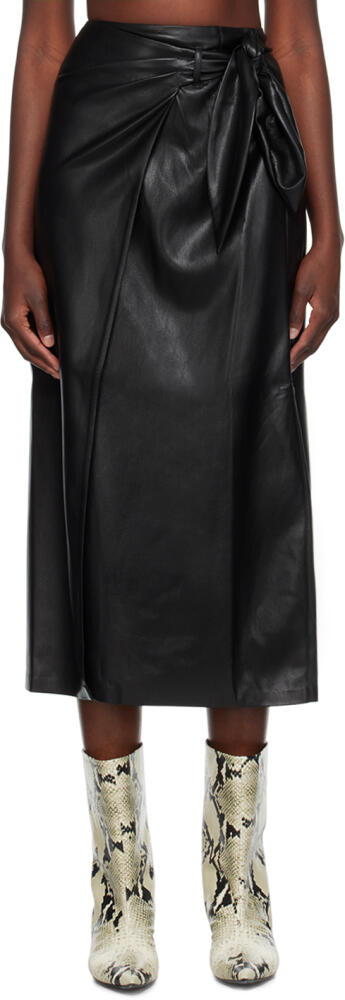 Nanushka Black Amas Vegan Leather Midi Skirt Cover