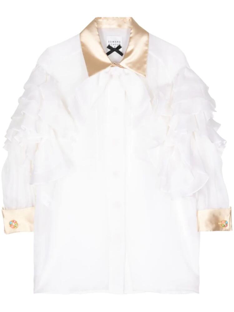 Edward Achour Paris ruffled silk shirt - White Cover