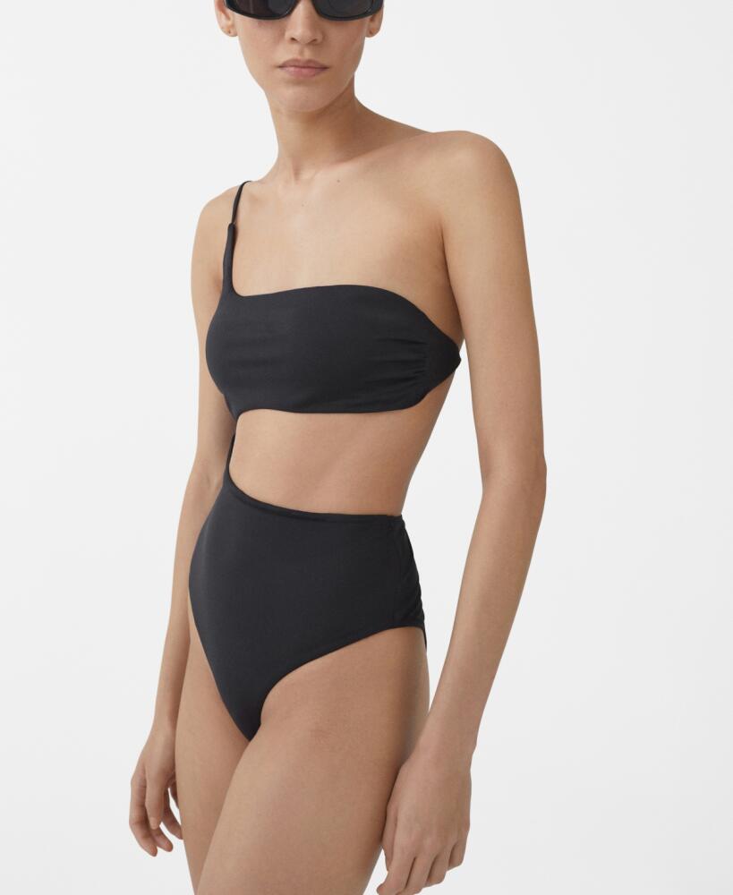 Mango Women's Asymmetrical Opening Swimsuit - Black Cover