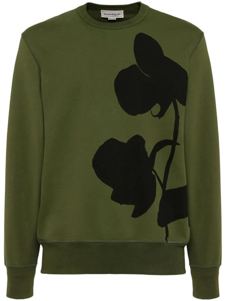 Alexander McQueen Orchid-print cotton sweatshirt - Green Cover