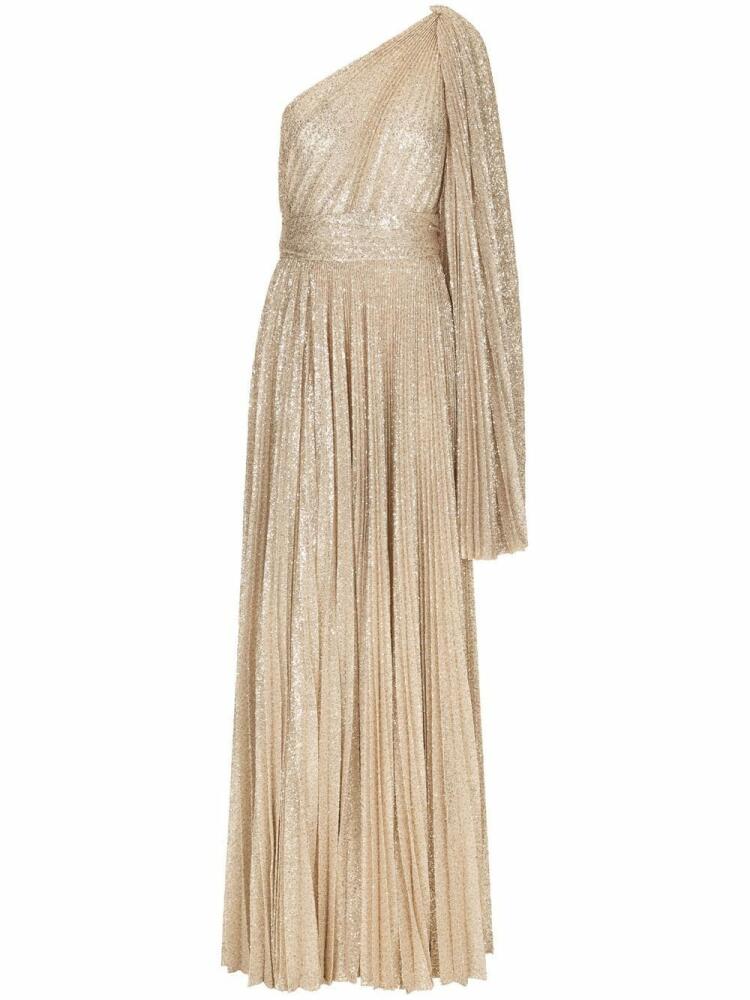 Dolce & Gabbana sequin-embellished one-shoulder gown - Gold Cover