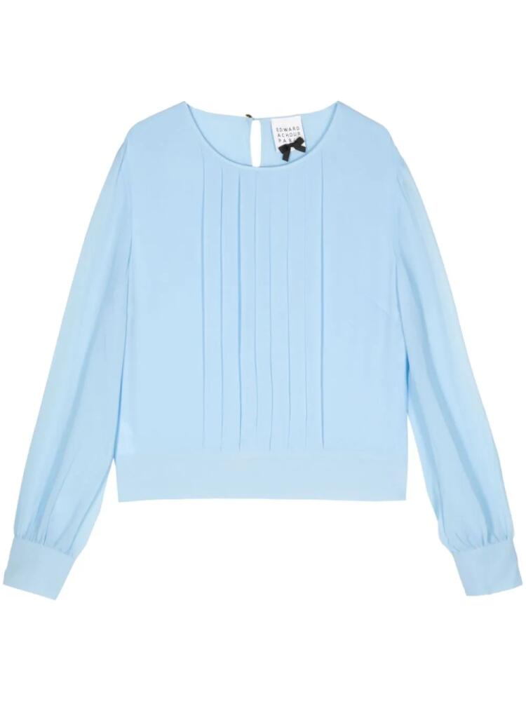 Edward Achour Paris pleated long-sleeve blouse - Blue Cover