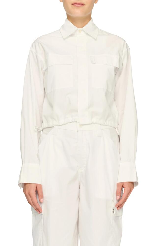 DL1961 Faye Crop Drawstring Hem Button-Up Shirt in White (Poplin) Cover