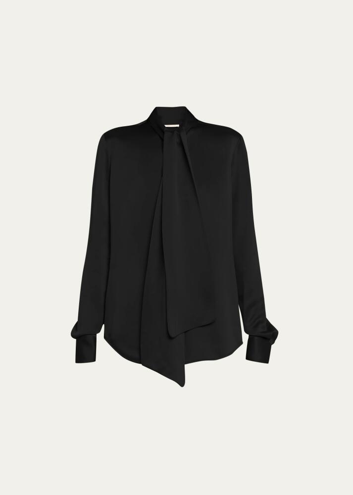 Chloe x Atelier Jolie Scarf-Neck Long-Sleeve Silk Blouse Cover