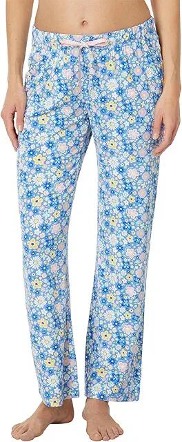 Life is Good Dragonfly Floral Pattern Lightweight Sleep Pants (Cornflower Blue) Women's Pajama Cover