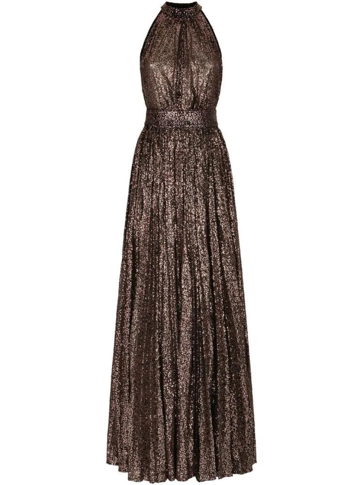 Dolce & Gabbana sequin-embellished halterneck gown - Brown Cover