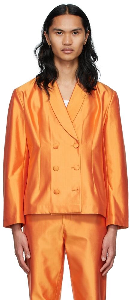 ERL SSENSE Exclusive Orange Silk Blazer Cover