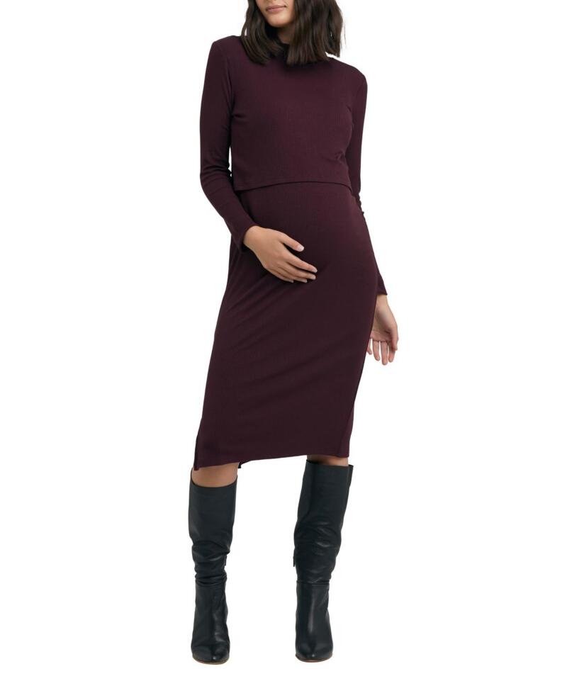 Ripe Maternity Ruby Rib Nursing Midi Dress Cover