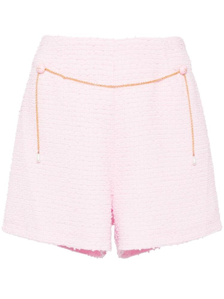 Edward Achour Paris chain-link detail bouclé shorts - Pink Cover