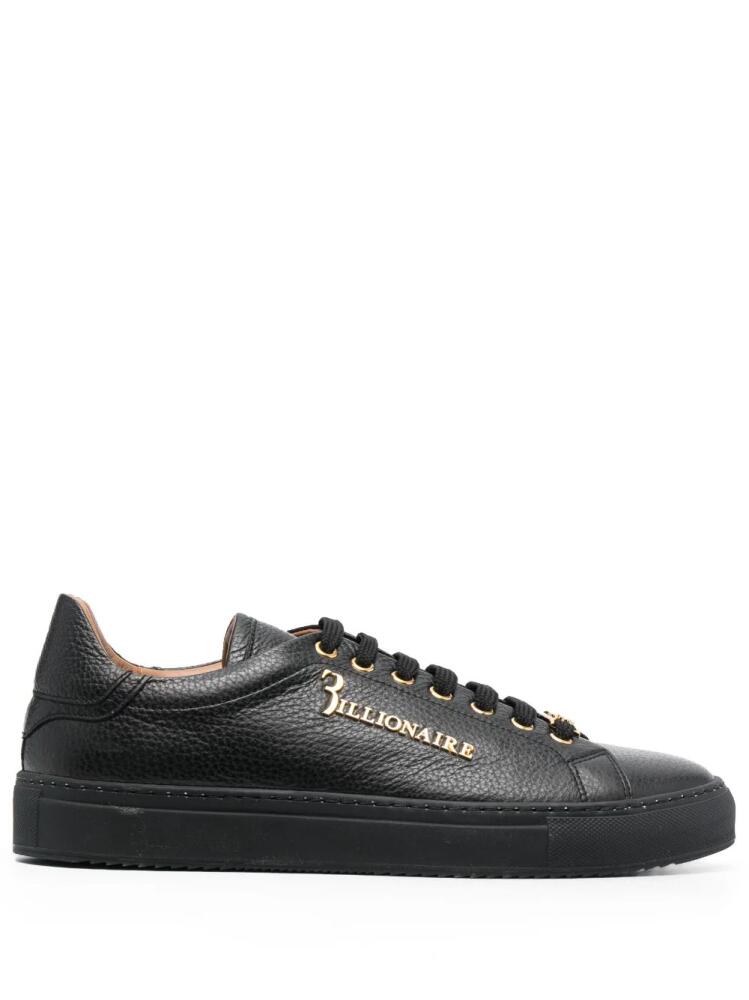 Billionaire logo-plaque low-top leather sneakers - Black Cover