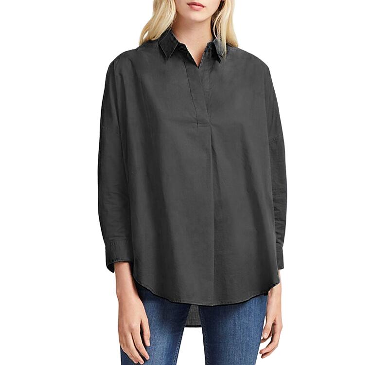 French Connection Rhodes Oversize V-Neck Poplin Shirt Cover