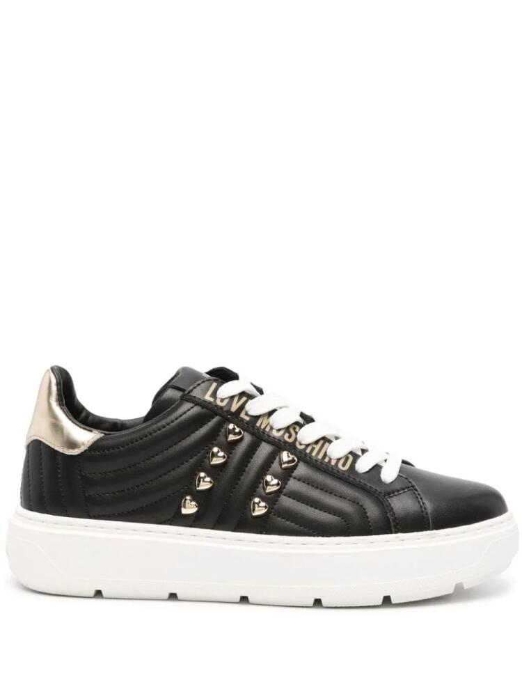 Love Moschino heart-stud quilted leather sneakers - Black Cover