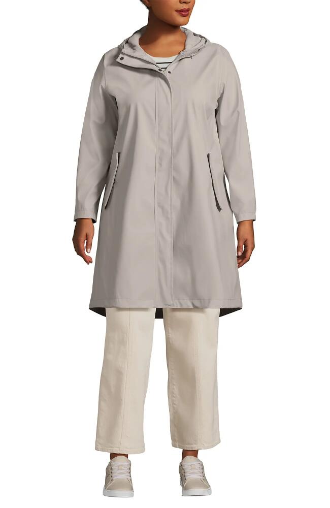 Lands' End Plus Size Squall Rain Slicker Coat in Dusk Gray Cover